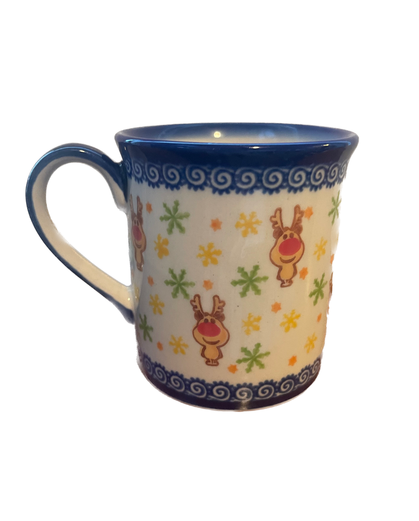 10 oz Unikat Straight Mug, Rudolf on Green